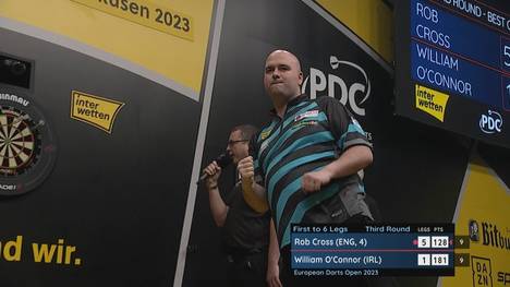 Rob Cross liefert im Achtelfinale der European Darts Open eine Wahnsinns-Show. Beim 6:1-Sieg über William O'Connor spielt er einen Average von 110. 