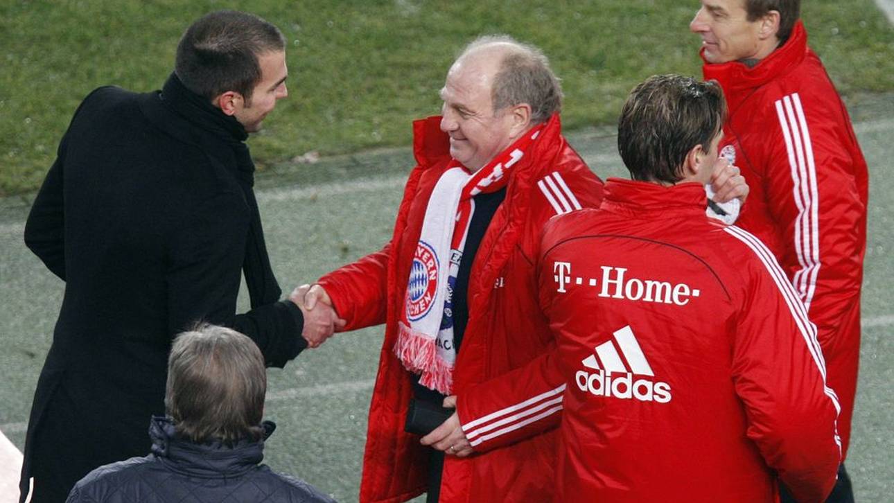 Markus Babbel bei einer Begegnung mit Uli Hoeneß in dessen Zeit als Stuttgart-Coach 2008