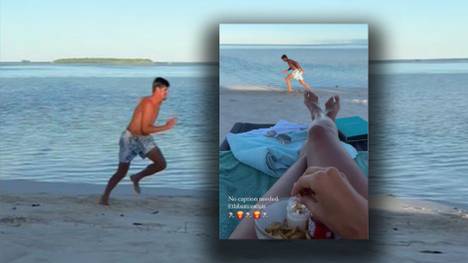 Real-Star Thibaut Courtois verweilt derzeit noch im Sommer-Urlaub. Dort arbeitet er bereits an seiner Fitness, während seine Frau sein Workout mit einer Portion Pommes beobachtet.