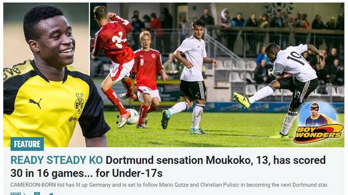 Die britische "Sun" feiert Moukoko sogar als kommenden Superstar. Im Artikel wird Moukoko als "heißestes Versprechen des Planeten" bezeichnet, der die vom BVB ausgebildeten Stars Christian Pulisic und Mario Götze überflügeln kann