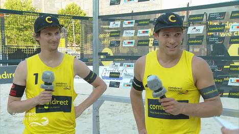Das Beach-Duo Becker/Schröder spricht im Interview über ihren überraschenden Sieg gegen Vizeweltmeister Julius Thole und Olympia-Bronze Gewinner Alexander Brouwer.