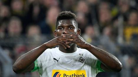 Moenchengladbach's Swiss forward Breel Embolo reacts during the German first division Bundesliga football match BVB Borussia Dortmund v Borussia Moenchengladbach in Dortmund, western Germany on October 19, 2019. (Photo by Ina FASSBENDER / AFP) / RESTRICTIONS: DFL REGULATIONS PROHIBIT ANY USE OF PHOTOGRAPHS AS IMAGE SEQUENCES AND/OR QUASI-VIDEO (Photo by INA FASSBENDER/AFP via Getty Images)