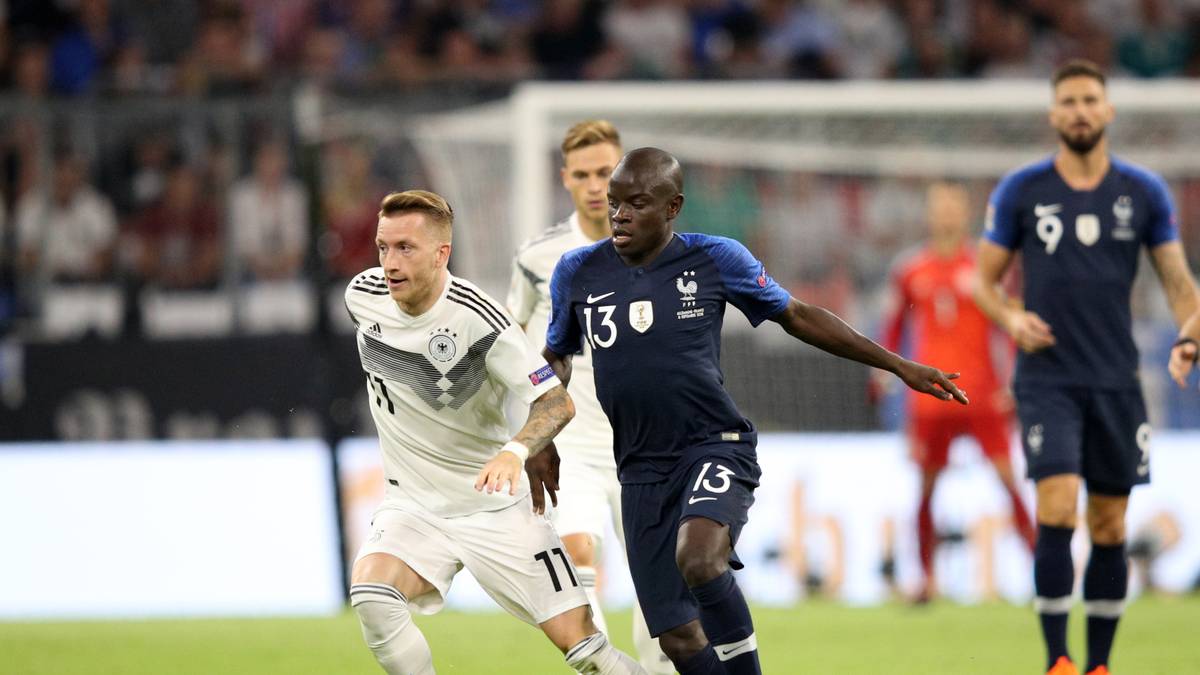 MARCO REUS (bis zur 83. Minute): Der Dortmunder ist in der Offensive überall zu finden, agiert mal auf der linken Seite, überwiegend aber im Sturmzentrum. Viele Höhepunkte hat sein Spiel, vor allem in Halbzeit eins, aber nicht. Beste DFB-Chancen mit einer Direktabnahme, die Areola super hält (65.). Legt im Schlussdrittel zu und leitet den Konter über Hummels ein. Hat es schwer gegen Varane und Umtiti. SPORT1-Note: 4