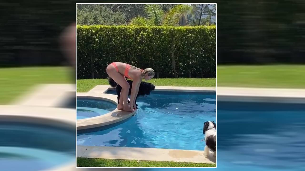 Tierischer Wettkampf: Lindsey Vonn glänzt im Pool gegen ihren Hund