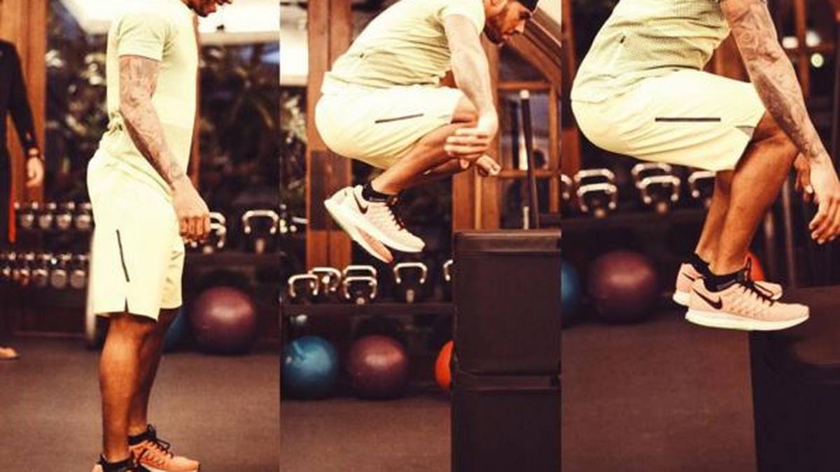 Auch als Formel-1-Fahrer muss man für die Topform leiden. Lewis Hamilton trainiert seine Schnellkraft beim Kistensprung