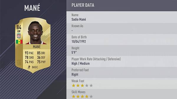 FIFA 18 Ratings: Platz 98: Sadio Mane (FC Liverpool)