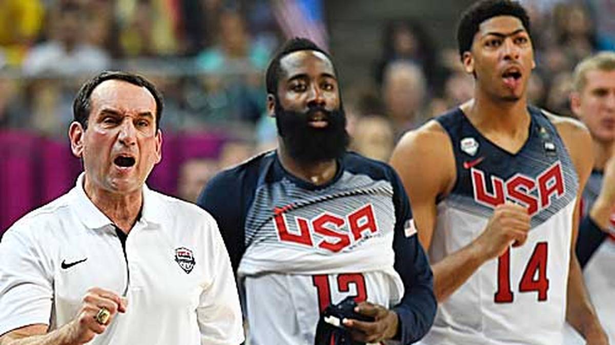 Jubel bei Trainer Mike Krzyzewski und den Spielern. Die USA stehen wie 2010 im Finale