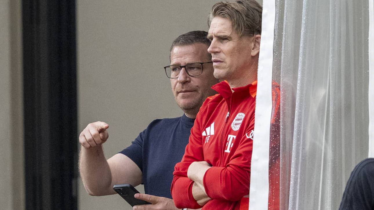 Sportvorstand Max Eberl (l.) und Sportdirektor Christoph Freund sind beim FC Bayern für die Transfers verantwortlich