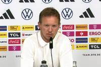 Auf der Pressekonferenz vor dem Testspiel der deutschen Nationalmannschaft gegen Griechenland spricht Bundestrainer Julian Nagelsmann über Leroy Sané.