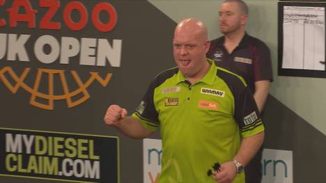 Michael van Gerwen schlägt Dimitri Van den Bergh im Halbfinale der Darts UK Open mit 11:6 und zieht souverän ins Finale ein.