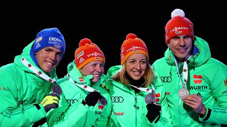 Simon Schempp, Arnd Peiffer, Franziska Preuß and Franziska Hildebrand sorgen für einen gelungenen WM-Auftakt