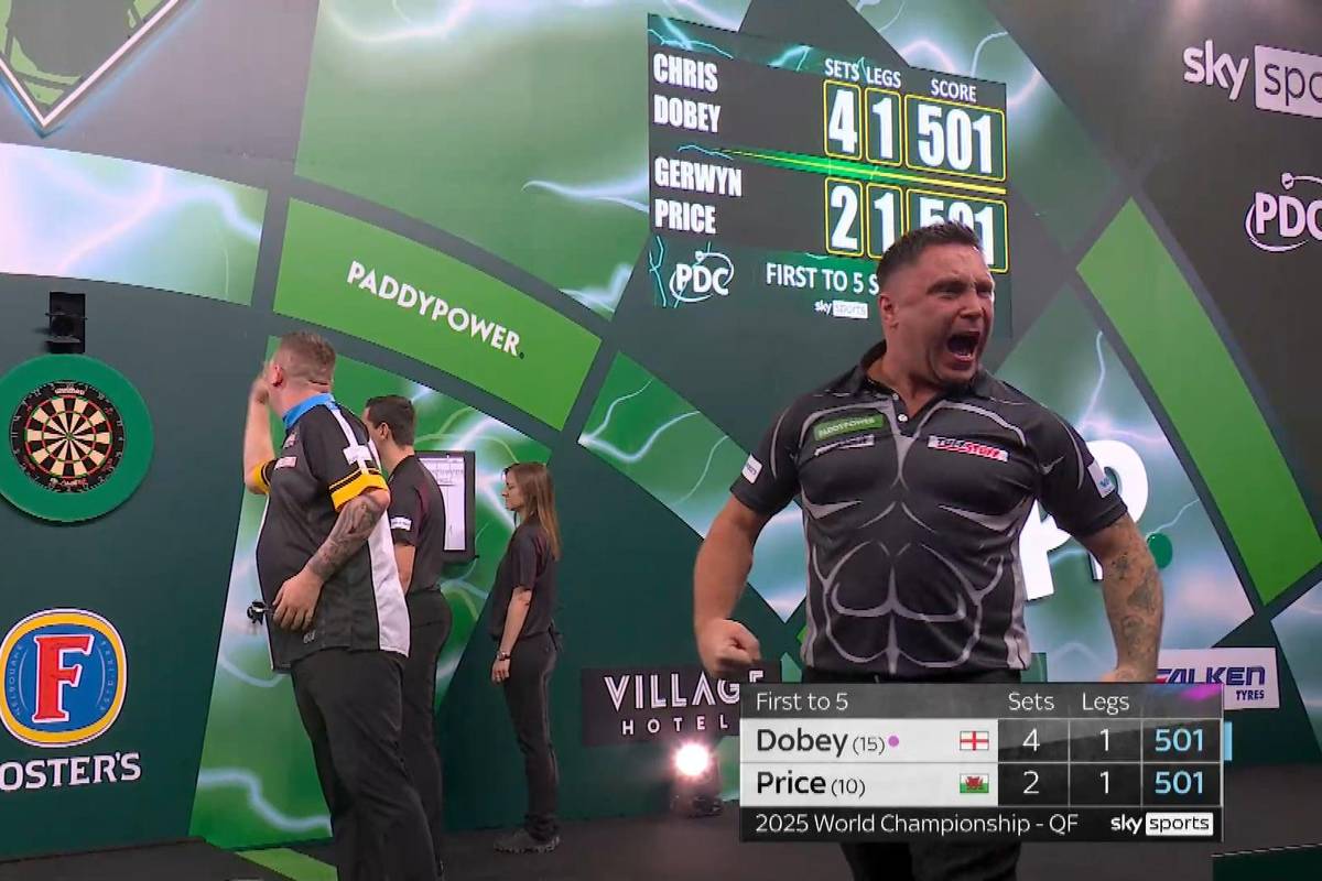 Gerwyn Price scheitert im Viertelfinale der Darts WM 2025 an Chris Dobey und legt sich dabei immer mit den Fans im Ally Pally an.