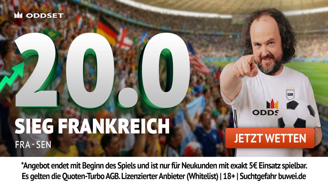 WM-HAMMER! Quote 20,00 für Frankreich-Sieg gegen Senegal – ODDSET zündet den Turbo!