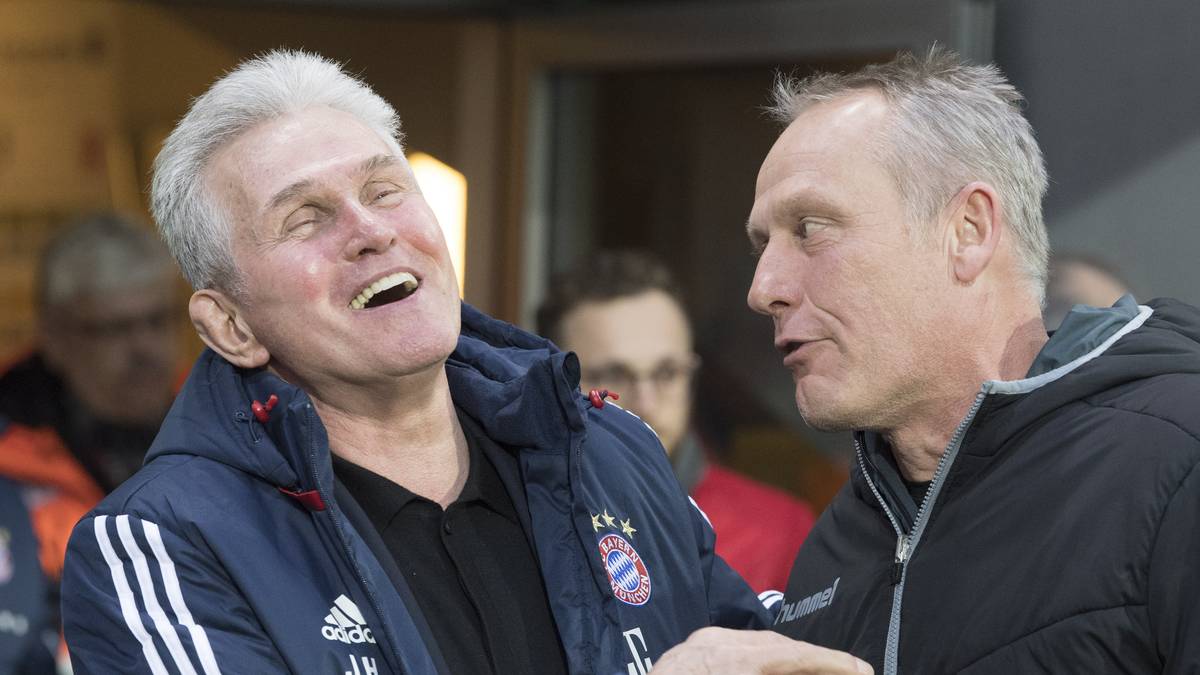 Ob es bei Streichs (r.) Gespräch mit Jupp Heynckes um das gleiche Thema geht?