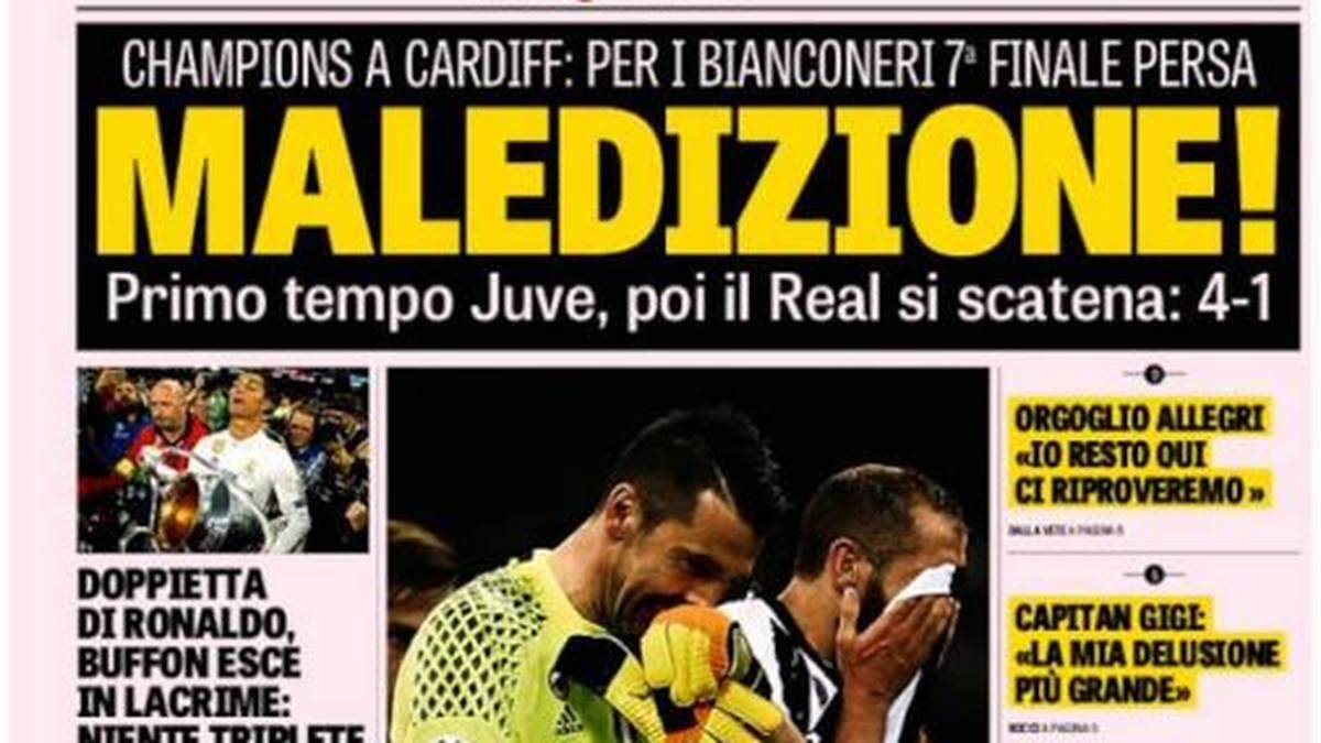 GAZZETTA DELLO SPORT (Italien): "Ein weiterer Dolchstoß ins Herz. Eine weitere Kerbe an der Mauer der Niederlagen eines europäischen Gefängnisses, die zu sagen scheint: "lebenslänglich". So nah an der befreienden Freude, so sehr zurückgestoßen in den tiefen Brunnen der Depression der verlorenen Finals."