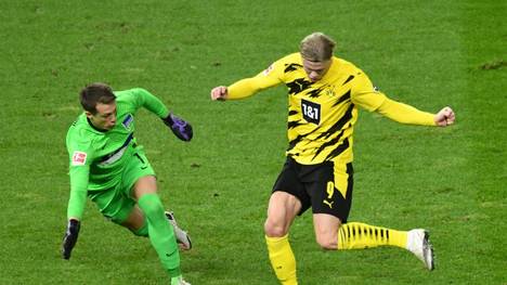 Haaland (r.) traf in der Hinrunde viermal gegen Hertha
