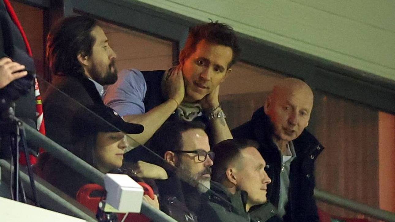 Ryan Reynolds fiebert auf der Tribüne mit