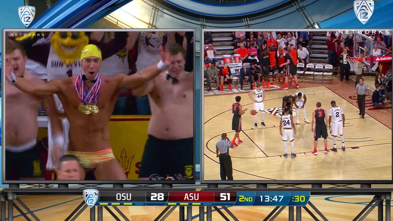 Irrer Strip von Phelps beim Basketball