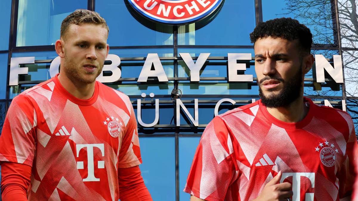 Daniel Peretz (l.) und Noussair Mazraoui stehen beim FC Bayern München unter Vertrag