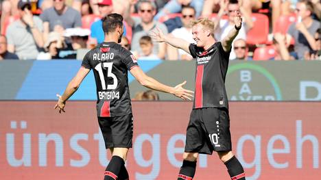 Bundesliga: Lucas Alario (l.) erzielte das Führungstor für Bayer 04 Leverkusen gegen den 1. FC Nürnberg
