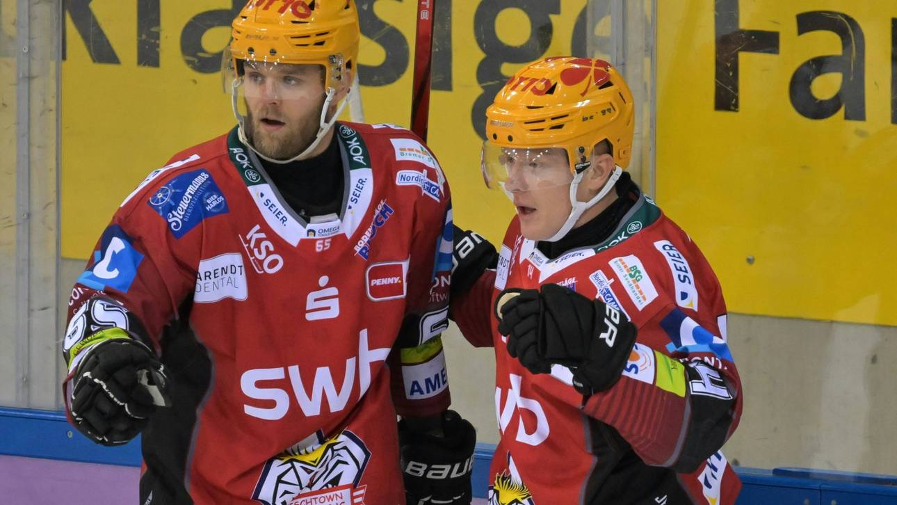 Pinguins jubeln nach Banden-Reperatur