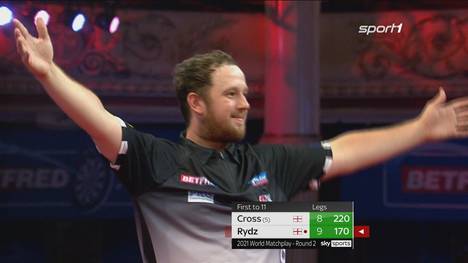 Callan Rydz sorgt für die nächste Überraschung beim World Matchplay. Der Weltranglisten 54. besiegt Rob Cross mit 11:8. Der Big Fish leitet die Entscheidung ein. 