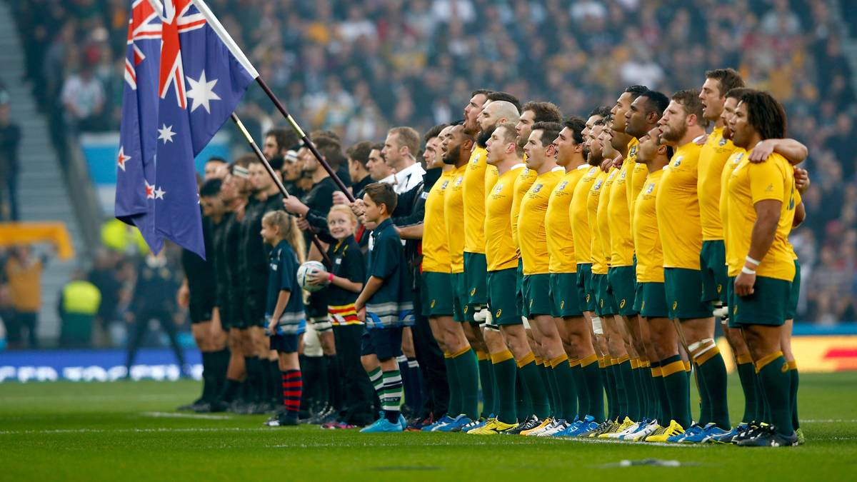 Im voll gefüllten Rugby-Tempel Twickenham singen beide Teams lauthals die Nationalhymne