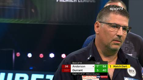 Gary Anderson führt gegen Premier League-Spitzenreiter Glen Durrant schon mit 7:3 - und hat siebenmal die Chance, das Match zu entscheiden. Doch am Ende geht es ins 14. Leg.