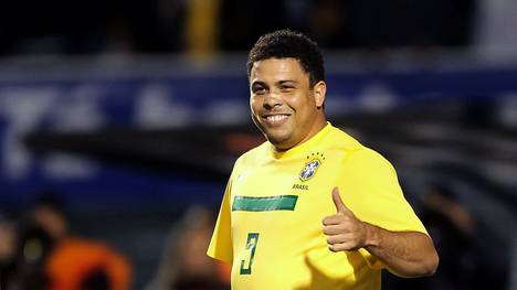 Brazil's Ronaldo Nazario gives his thumb