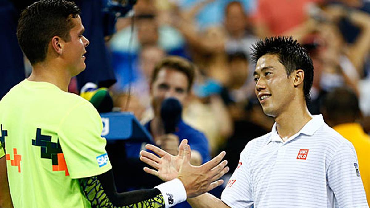 Raonic, der im Vorfeld als einer der Favoriten galt, musste sich in einem episch langen Duell mit dem Japaner geschlagen geben. Um 2.26 Uhr Ortszeit dann die Gratulation - nie endete eine Duell bei den US Open später