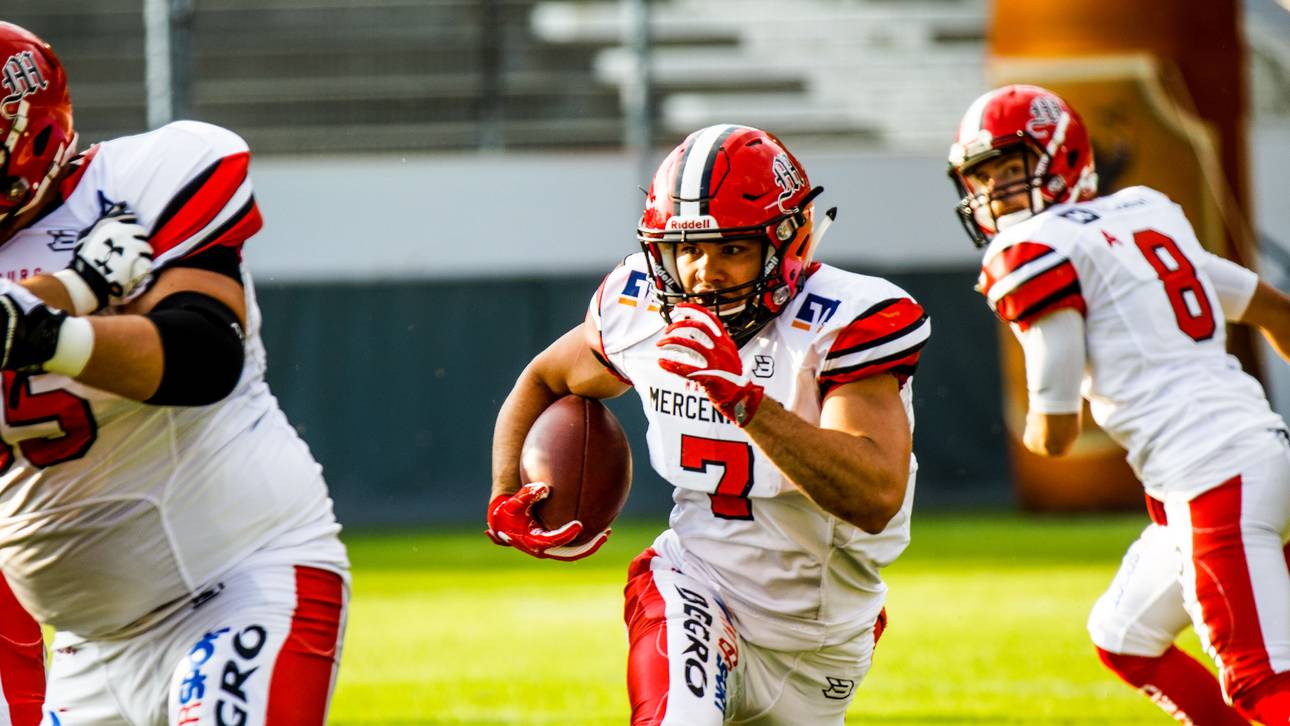 Silas Nacita von den Marburg Mercenaries gelangen im Spiel gegen die Scorpions drei Touchdowns