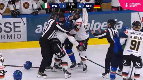 Im Rahmen des Testspiels der deutschen Eishockeynationalmannschaft gegen Olympia-Gastgeber Italien, erhitzten sich die Gemüter im dritten Drittel, und es kam zu einer Rangelei inklusive Faustschlägen.