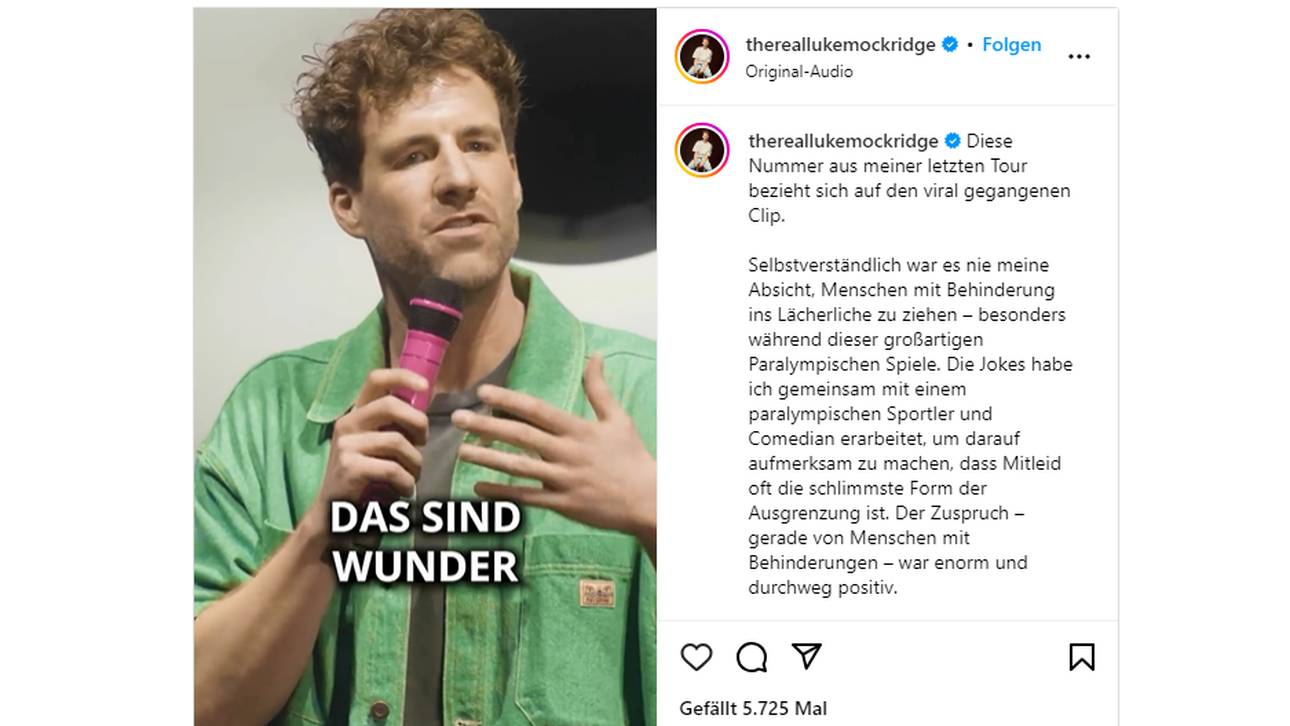 Comedian Luke Mockridge nimmt Stellung zu seinen Paralympics-Aussagen