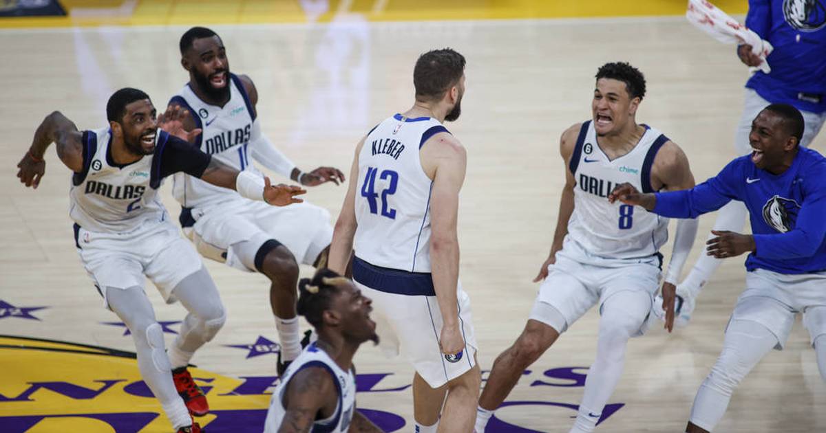 Müller of Bayern cheers for Mavs player Maxi Kleber following his buzzer-beater against Lakers in the NBA game.