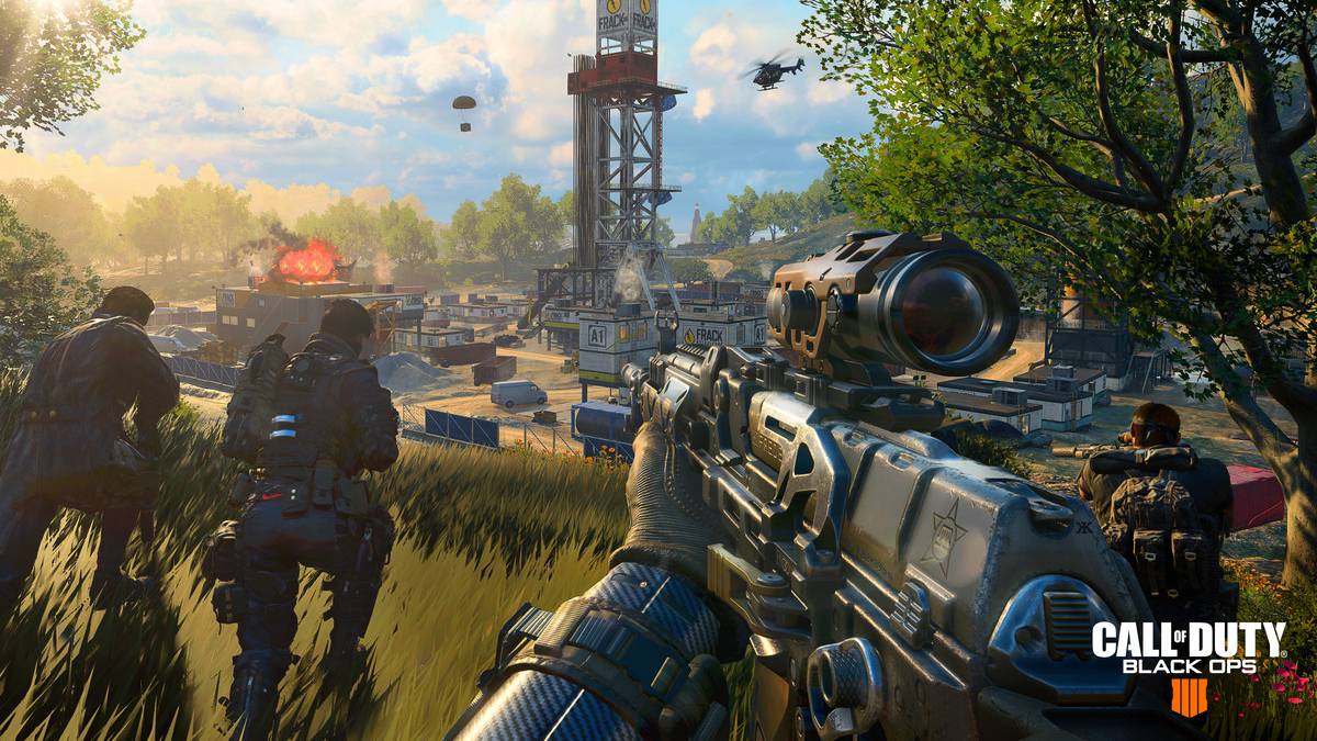 PLATZ 6 - Call of Duty: Black Ops 4: Blackout Mode (69,99€): Nur mit CoD: Black Ops 4 für 69,99€ spielbar. Aufsätze für die eigene Schusswaffe sowie diverse Gadgets wie Stacheldraht machen das Spiel interessant. Auch ist hier die größte jemals für ein Call of Duty Spiel entworfene Karte eingebaut!