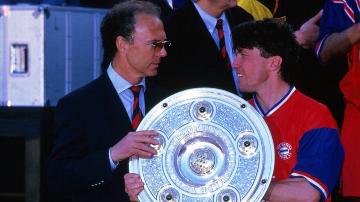 Franz Beckenbauer und Lothar Matthäus bejubeln den Meistertitel 1994