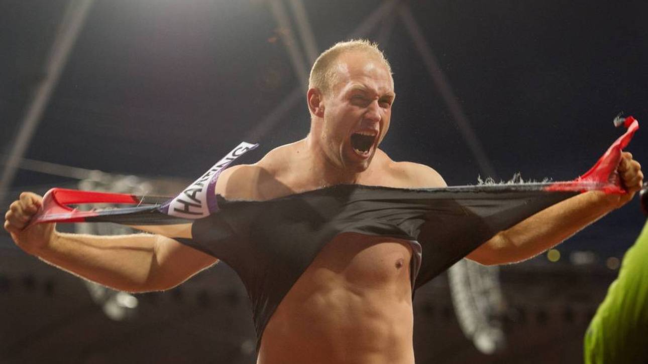 Robert HARTING bei seinem Olympiasieg 2012 mit seinem legendären Jubel 