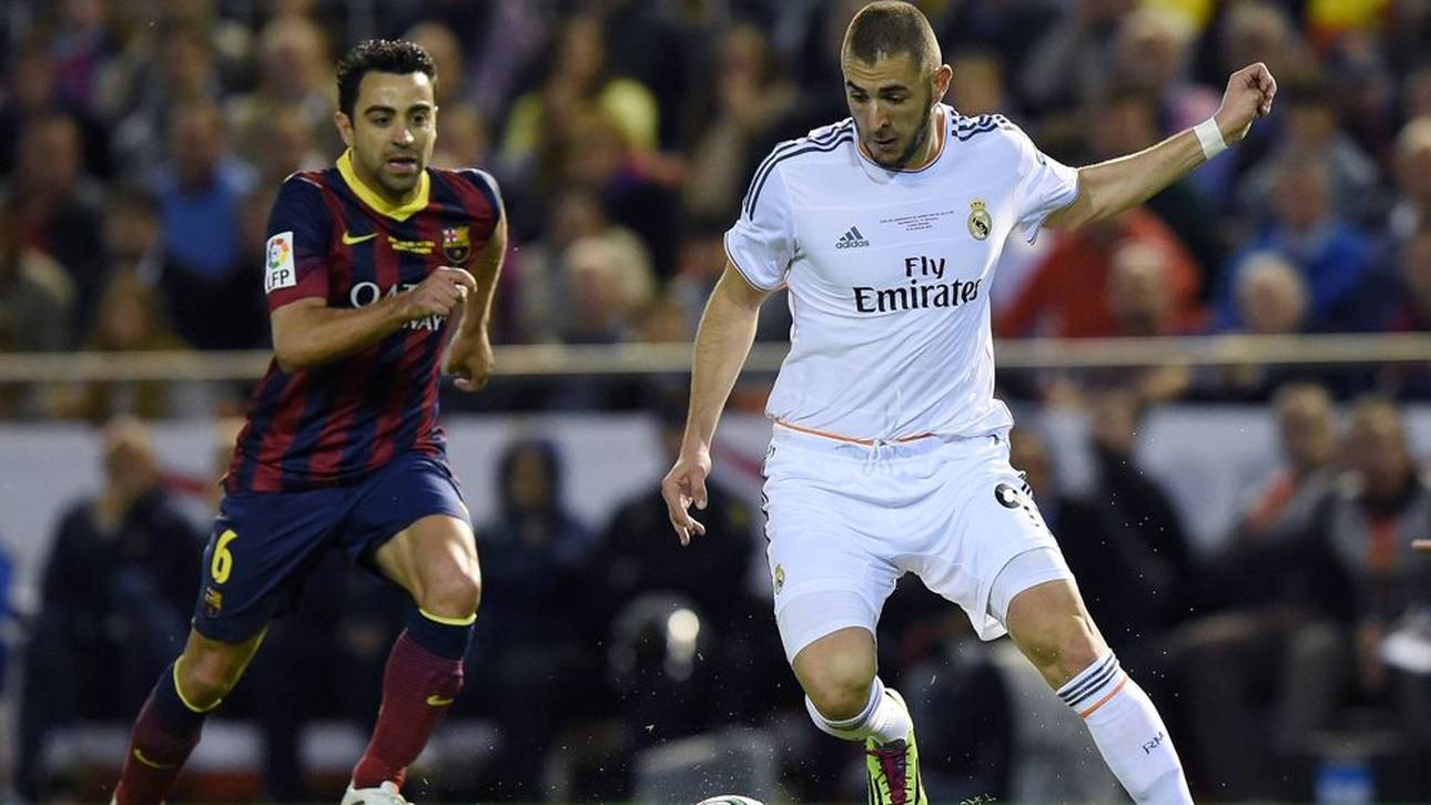  Xavi Hernandez und Karim Benzema im Jahr 2014