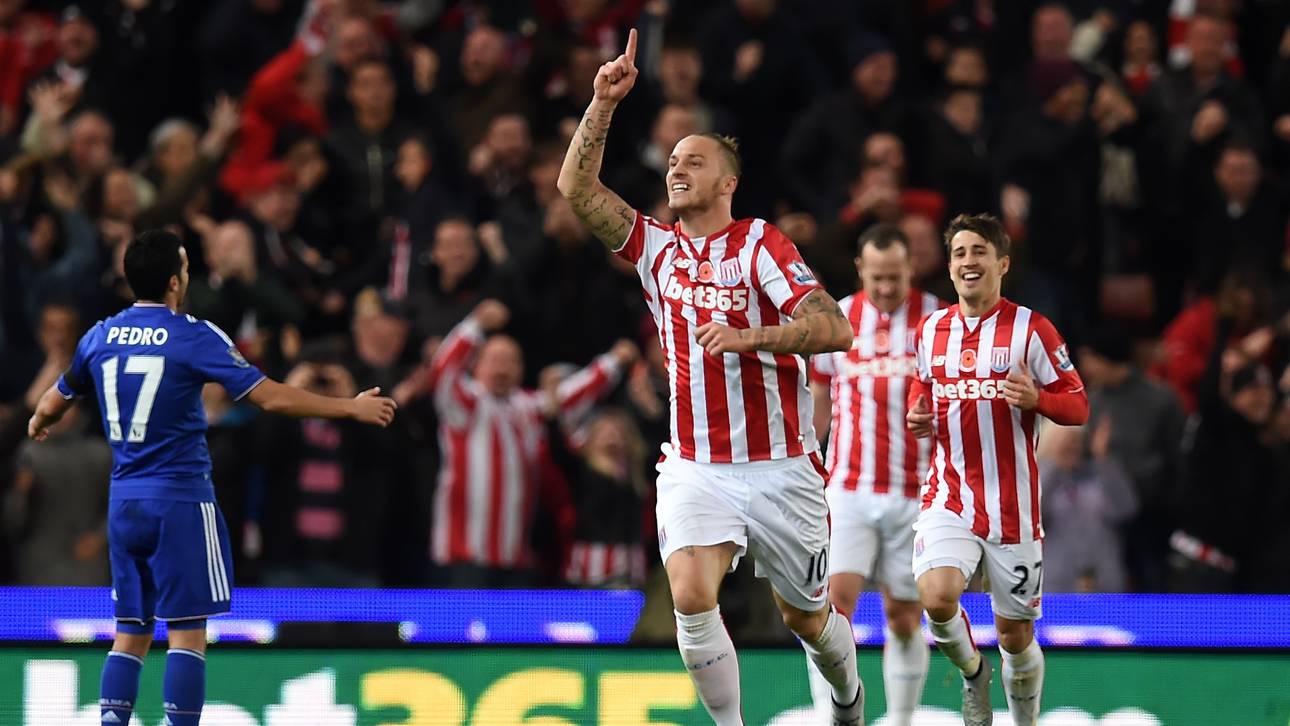 Marko Arnautovic jubelt für Stoke City gegen den FC Chelsea