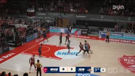 Die BBL-Highlights der Partie Fitness First Würzburg Baskets - Science City Jena im Video.