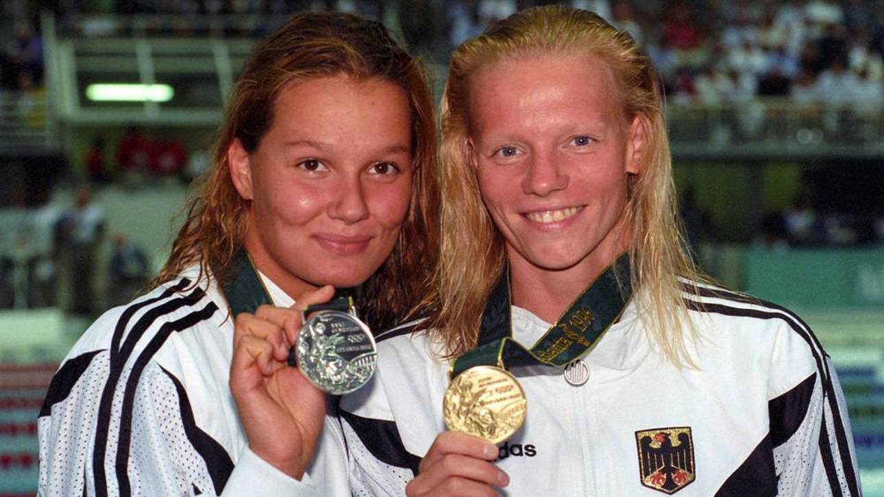Franziska van Almsick und Dagmar Hase freuen sich über Silber und Bronze 