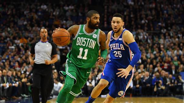 Kyrie Irving (l.) wechselte vor dieser Saison von den Cleveland Cavaliers zu den Boston Celtics