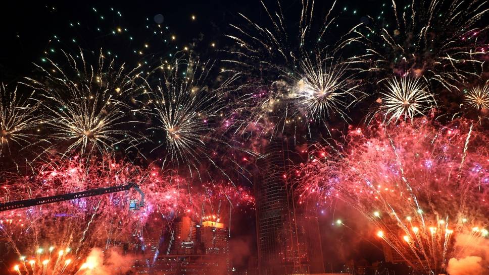 Im Juli 2021: Feuerwerk nach dem Zuschlag für Brisbane