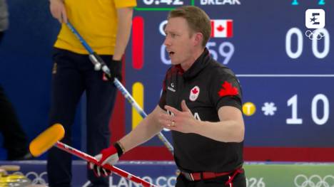 Schummel-Eklat beim Curling zwischen Kanada und Schweden - daraufhin gingen die Spieler verbal aufeinander los. 