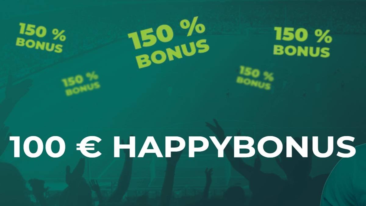 Bei Happybet gibt es für Neukunden einen 150% Bonus.