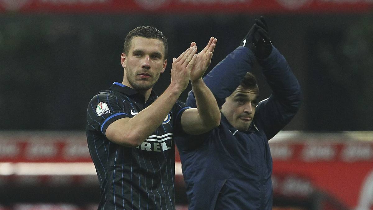 Lukas Podolski und Xherdan Shaqiri bei Inter Mailand