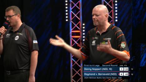 Raymond van Barneveld verliert bei der Darts European Tour in Kiel nach einer 4:1 Führung gegen Danny Noppert mit 6:5 im Decider. Drei Darts auf die Doppel 20 reichen dem Niederländer nicht um auf 5:1 zu stellen.