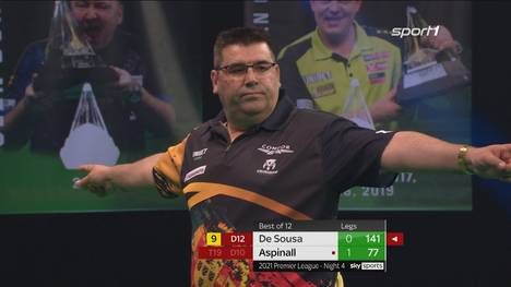 Jose de Sousa spielt einen 3-Darts-Average von knapp 102 Punkten, zeigt den 9-Darter und bricht den 180er-Rekord. Am Ende steht dennoch nur ein Remis.