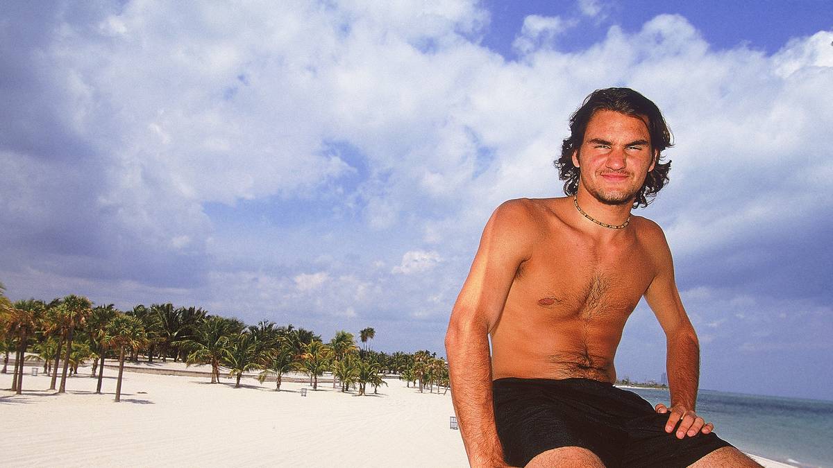 So sah man den Maestro selten: Federer bei einem Fotoshooting vor dem ATP-Turnier in Key Bicayne, Florida