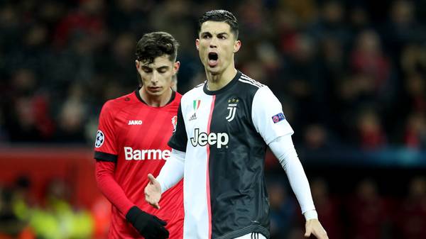 LEVERKUSEN, GERMANY - DECEMBER 11: Cristiano Ronaldo of Juventus reacts during the UEFA Champions League group D match between Bayer Leverkusen and Juventus at BayArena on December 11, 2019 in Leverkusen, Germany. (Photo by Lars Baron/Getty Images)